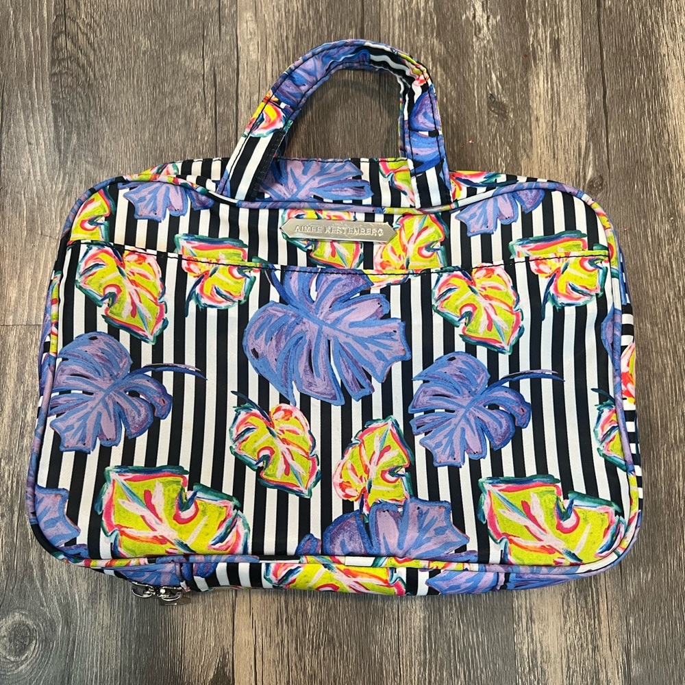 Aimee Kestenberg Hanging Travel Bag in Multicolor Palm Leaves and Stripes Print